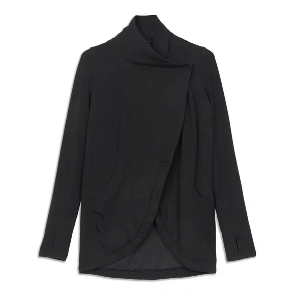 Lululemon Rulu Rally Wrap Black 6 Jacket Cardigan Sweater Snap Button Closure - Picture 4 of 16